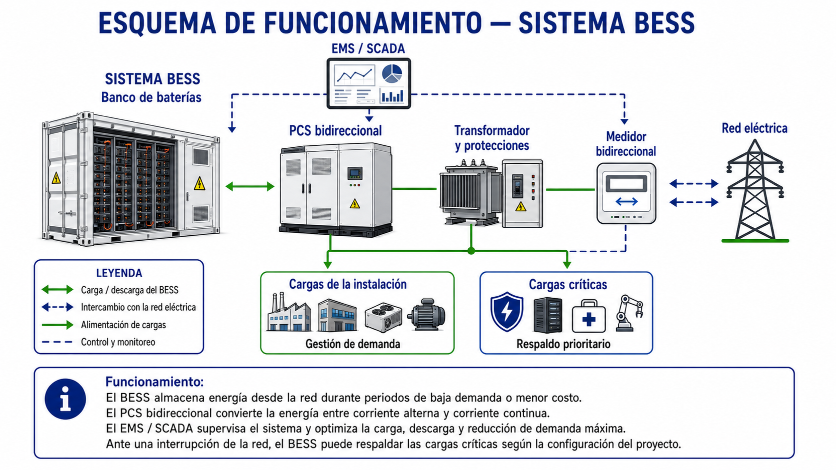 Diagrama de funcionamiento de Sistema BESS