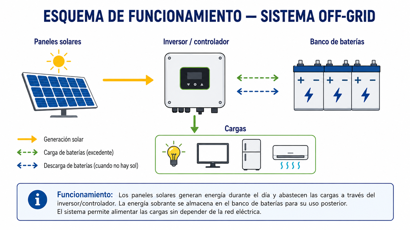 Diagrama de funcionamiento de Sistema Off-Grid